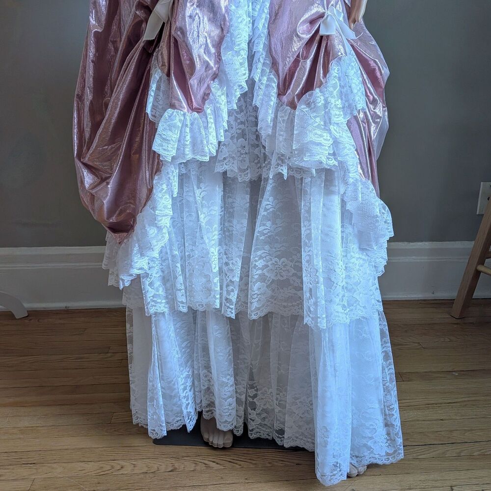 ON HOLD 80s Loralie Ballgown Southern Belle Maxi Dress Pink Strapless Saloon 8 - Picture 6 of 12